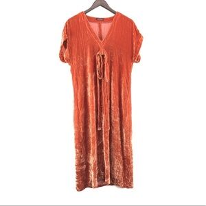 Laura Urbinati Velvet Tie Shift Midi Dress